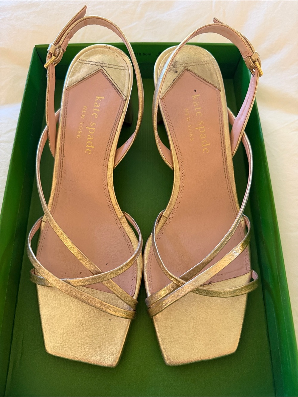 Kate Spade Renee Metallic pale Gold Strappy Slingback Sandals